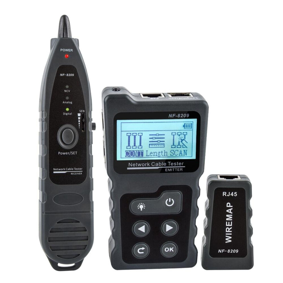 Nf-8209 Lcd Display Measure Length Lan Cable Poe Wire Checker Cat5 Cat6 Lan Test Network Tool Scan Cable Wiremap Tester Grey 701942834523