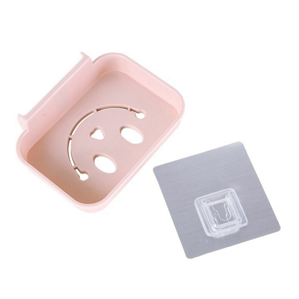 13PC Soap Dish Tray Water Drainage Bathroom Singer-layer Portable Soap Bathroom Seamless Trace Wall-Mounted Hollow Smile Face2020-image-OPC-P79VSG8-NEW