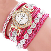 2 Pcs Women Watch Casual Analog Quartz Women Rhinestone Watch Bracelet Watch Women Fashion Watch
