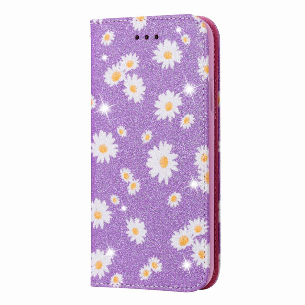 Cute Daisy Lady Phone Case For Apple Iphone Xr Chrysanthemum Glitter Pu Leather Wallet 777178663503