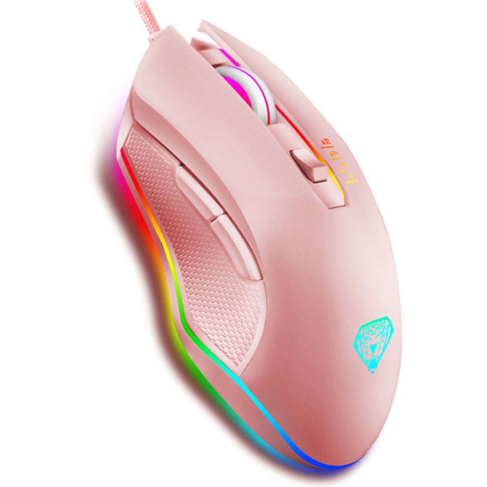 3200Dpi Optical Gaming Mouse Gaming Backlit Mouse 4 Adjustable Dpi For Desktop Notebook Computers Wired Mice Mouse Pink/Black 701942838514