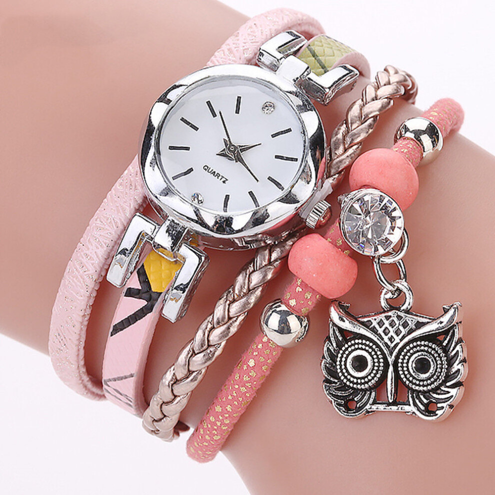 Photos - Wrist Watch 2 Pcs Fashion Popular Women Girls Quartz Wristwatch Owl Pendant Ladies Decoration Bracelet Watches