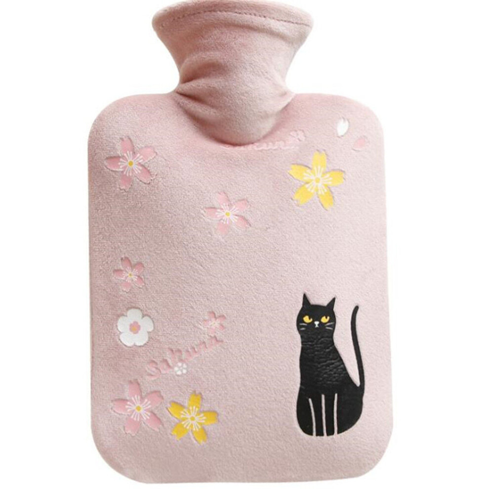 Chaochuang 1000Ml Creative Cat Portable Hot Water Bottle Winter Bowknot Plush Warm Cute Student Water Filled Explosion-Proof Hand Warmers