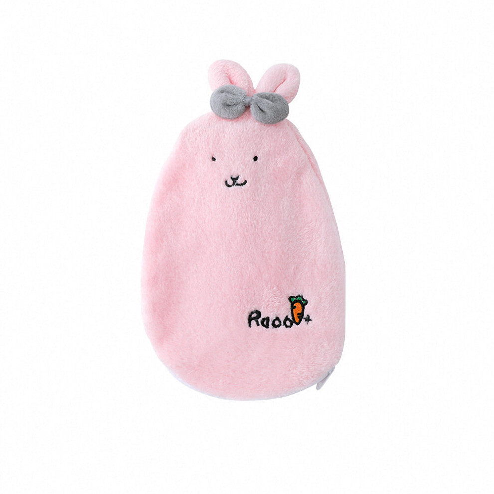 Chaochuang Pink 2Pcs Cartoon Rabbit Hot Water Bottle Plush Injection Warm Water Bag Winter Detachable Cover Hand Warmer Winter Warming Products