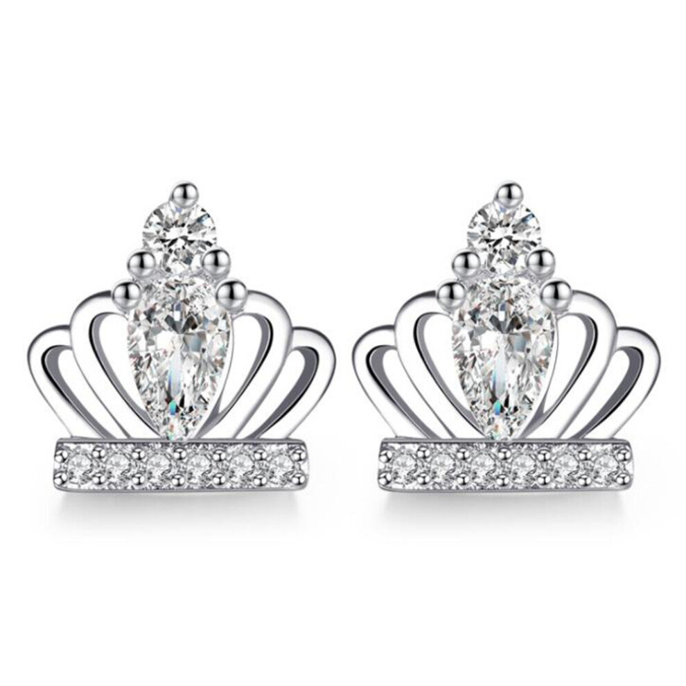 3PCS Silver plating Stud Earrings Woman Fashion Jewelry Simple Crown Super Flash Earrings