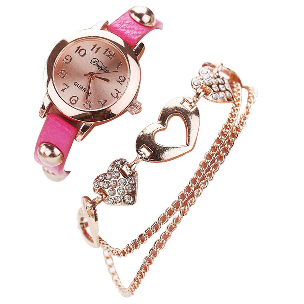 2 Pcs women watches Simple Fashion Small And Exquisite Dial Leather Strap Ladies Bracelet Watch-image-OPC-P79VYFK-NEW