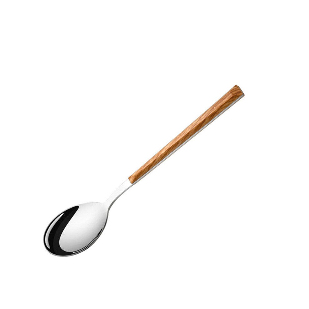 4Pcs  Wooden Handle Spoons Stainless Steel Tea Coffee Fruit Dessert Spoon for Kitchen Dinner Tableware