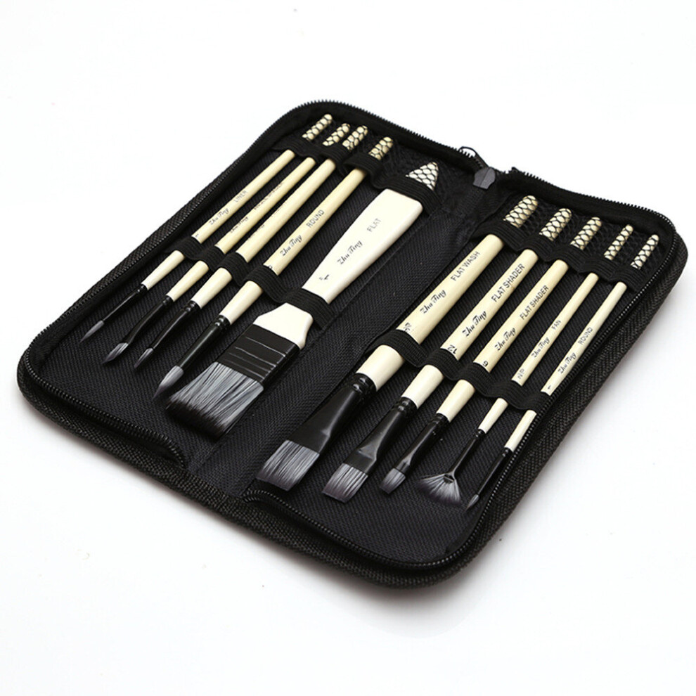 Photos - Other Toys 10 Pcs Art Paint Brushes Set Includes Carrying Case, for Kids, Artists, Acrylic, Oil, Watercolor and Gouache Painting