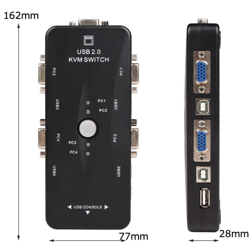 4 port kvm switch USB 2.0 VGA Splitter Printer Mouse Keyboard  Pendrive Share Switcher 1920*1440 VGA Switch Box Adapter 1