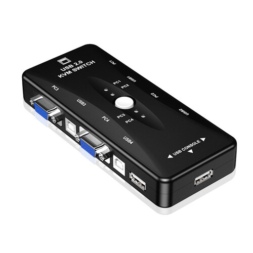 4 port kvm switch USB 2.0 VGA Splitter Printer Mouse Keyboard  Pendrive Share Switcher 1920*1440 VGA Switch Box Adapter