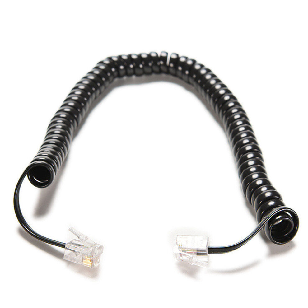 6.5Ft Rj12 4P4c Male To Male Telephone Handset Cable Extension Cord Curly Coil Line Cable Wire Up To 2M Telephone Coiled Cord 701942843150