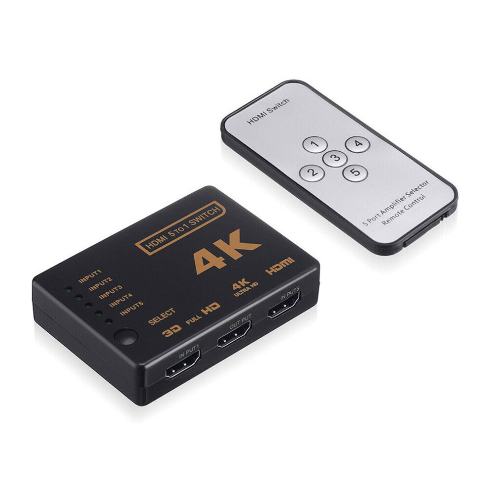 1 Set 5 Port Uhd 3D 4K 1080P Hdmi Splitter Switch Selector Switcher Hub Ir Remote Hdtv Hub Infrared Remote 701942860164
