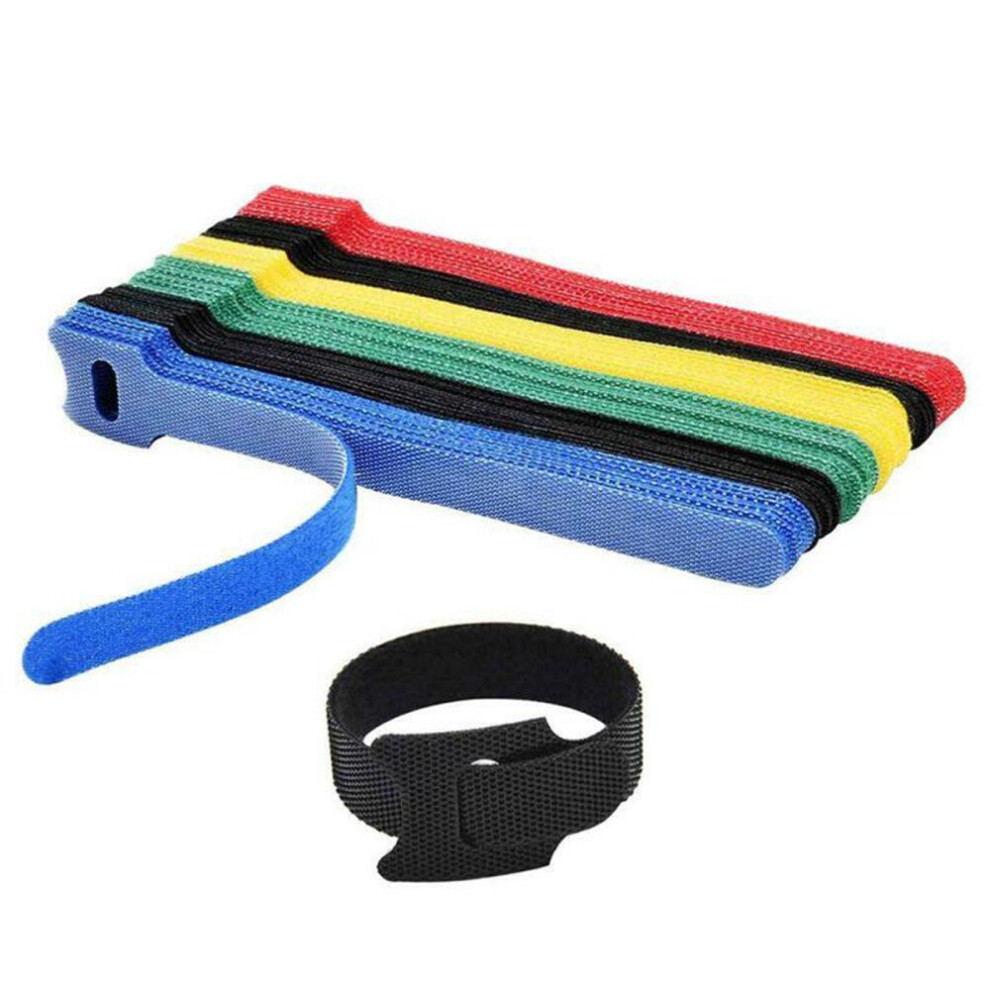 100Pcs Soft Nylon Strap Reusable Cable Cord Hook Loop Ties Tidy Organiser Tool Hook And Loop Cable Ties Office Drawers Speaker 701942845772