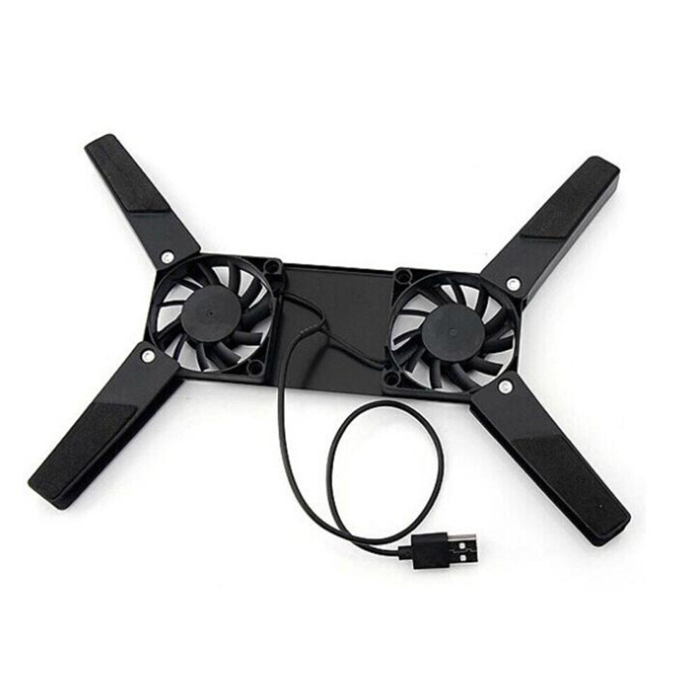 2Pcs Laptop Desk Support Dual Cooling Fan Notebook Computer Stand Foldable Usb Rack Holder Laptop Heat Dissipation Stand Black 775821401205