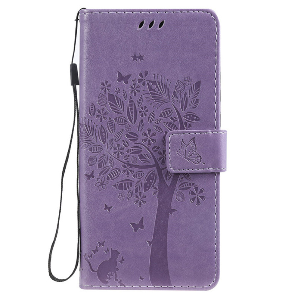 Cute Cat Tree Flip Phone Case For Huawei Y5 2019 Solid Color Flip Pu Leather Wallet Coque 777178679092
