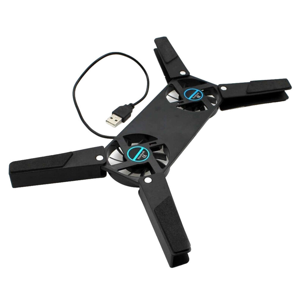 2Pcs Laptop Desk Support Dual Cooling Fan Notebook Computer Stand Foldable Usb Rack Holder Black 775821394958