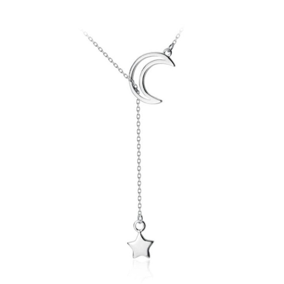 Photos - Pendant / Choker Necklace Star Moon Pendant Necklace for Girls Fashion Rose Gold Necklace Silver plating Jewelry