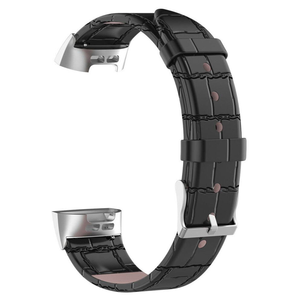 Replacement Pu Leather Strap For Fitbit Charge 3 Secure Band Metal Grey 775821408112