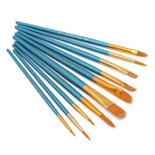 10pcs New Nylon Wooden Handle Paint Brush Set for Kids Watercolor Gouache Drawing Painting Art Supplies