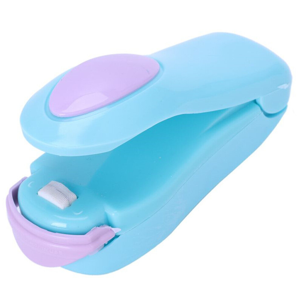 4 Piece Portable Household Mini Heat Sealing Machine Ceramic Impulse Sealer Seal Packing Capper Plastic Bag Sealer Blue bottom+p