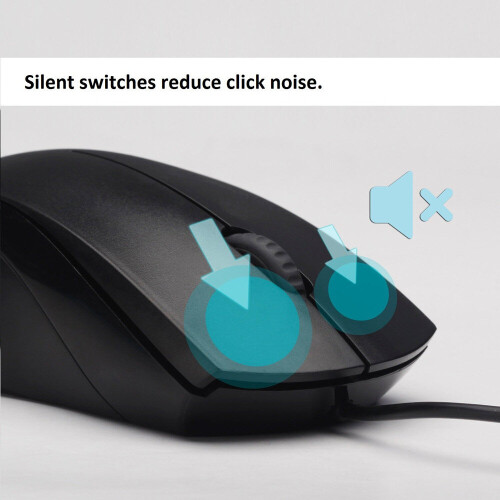 N1600 3-Button Wired USB Optical Silent Mouse, Computer Mice with 1000 DPI, Compatible with PC, Mac,Desktop and Laptop 1