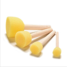 4Pcs/Set Kid Sponge Paint Brush Original Wooden Handle Children Painting Graffiti 4 Sizes Kids Early Learning Toy