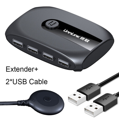 Unnlink 2 Ports KVM USB Switch with Extender USB 2.0 X4 Keyboard Mouse Printer U Disk for 2 PCs Computer Laptop USB Box 1