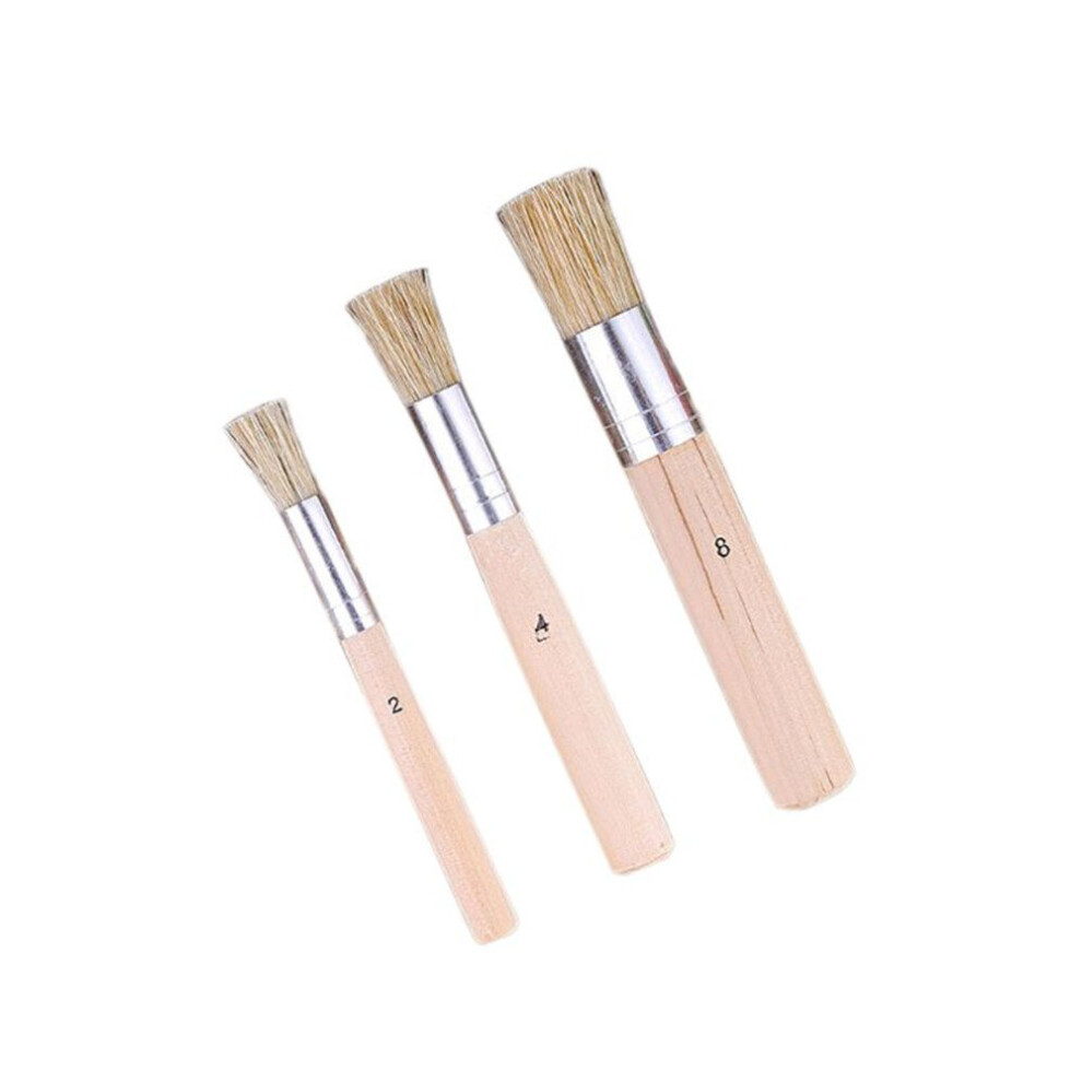Wooden Stencil Brush Set 3Pcs/Set Natural Bristle Template Paint Brushes 701942849503