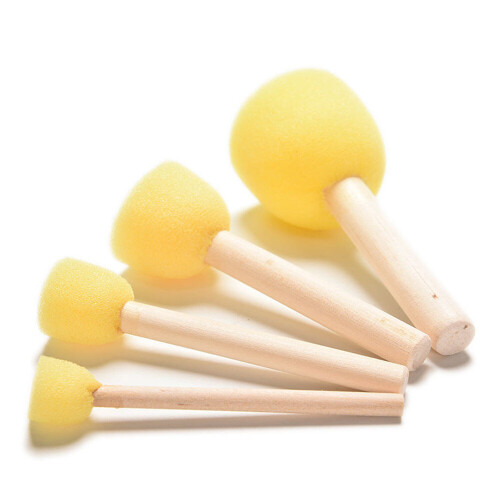 4PCS/Set DIY Wooden Sponge Children's Painting Tool Drawing yellow Paint Brush Handle Painting Graffiti Kids Doodle Toys New