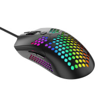 Portable wired USB hollow RGB backlight game mouse six-speed adjustable DPI wired USB 7-button optical mouse ergonomic design