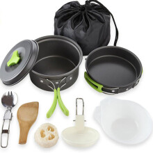 Portable Camping Tableware Cooking Set Outdoor Cookware Pan Pot Bowl Spoon Fork Utensils For Hiking Picnic Travel Wild Campismo