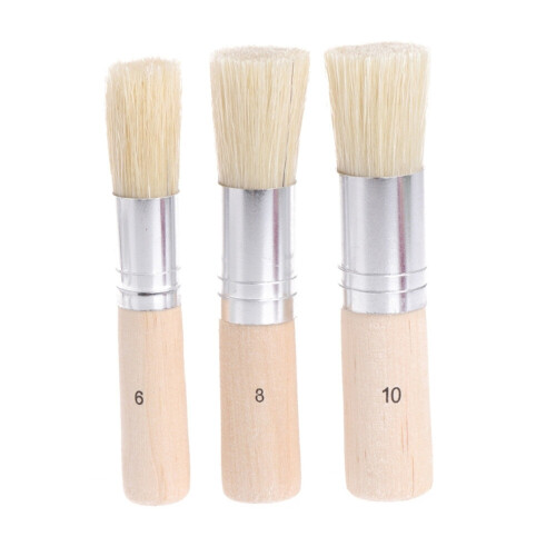 Drop Ship&Wholesale 3Pcs Wooden Stencil Brush Hog Bristle Brushes Acrylic Watercolor Oil Painting