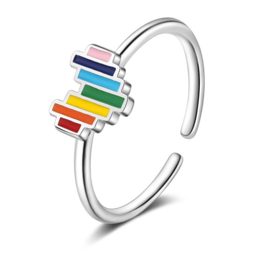 Photos - Ring 3PCS Copper Woman Fashion Jewelry Rainbow Heart  Adjustable Size Open 
