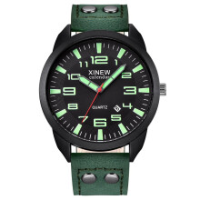 Luminous men's watch Military Quartz Watches men fashion Casual Leather Strap wristwatch