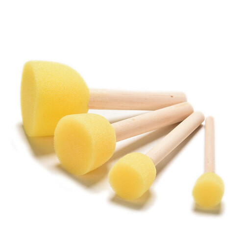 Kid Sponge Paint Brush Original Wooden Handle Painting Graffiti Early Toy DIY Art Supplies Gifts 4Pcs/set