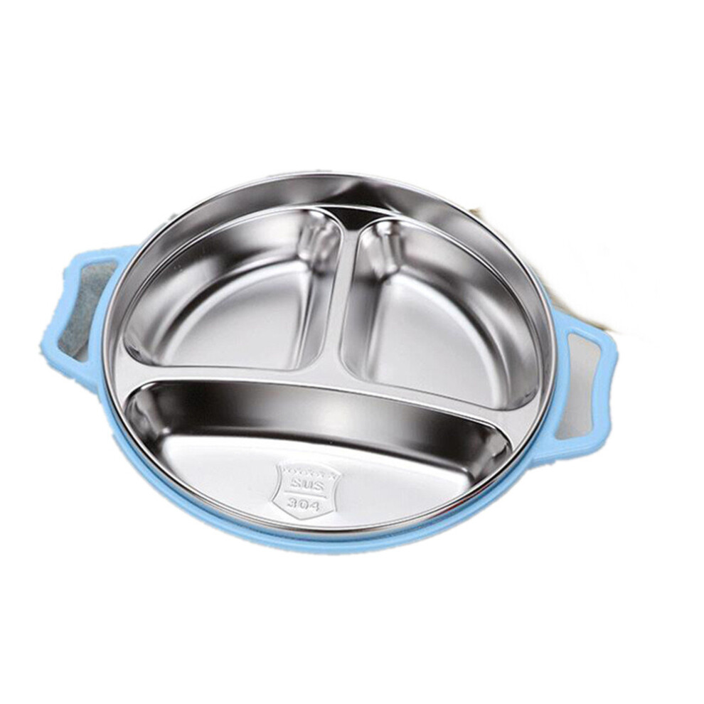 Chaochuang 2Pcs Stainless Steel Children Tableware Baby Creative Dinner Plate Separation Training Plate Dinnerware Set Baby Feeding Bowl