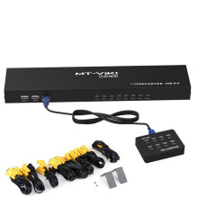 8 Port Smart KVM Switch Manual Key Press VGA USB Wired Remote Extension Switcher 1U Console with Original Cable 801UK-L