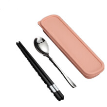 2Set 18/8 Stainless Steel Gold Tableware Portable Travel Dinnerware With Box Chopsticks Spoon Fork Set Kitchen Dinner Set