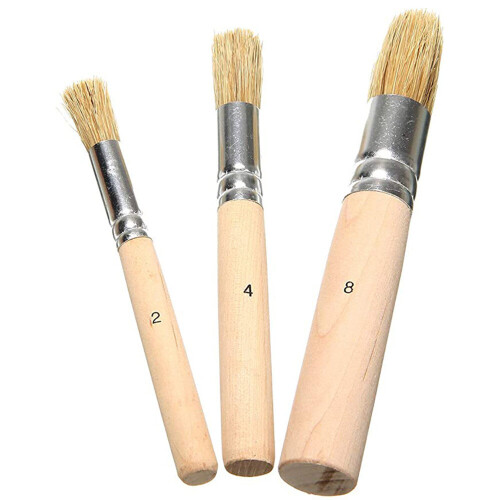 3Pcs/set Wooden Stencil Bristles Brushes Set Template Round Head For Oil Painting Watercolor Painting Project DIY Art Craft Project