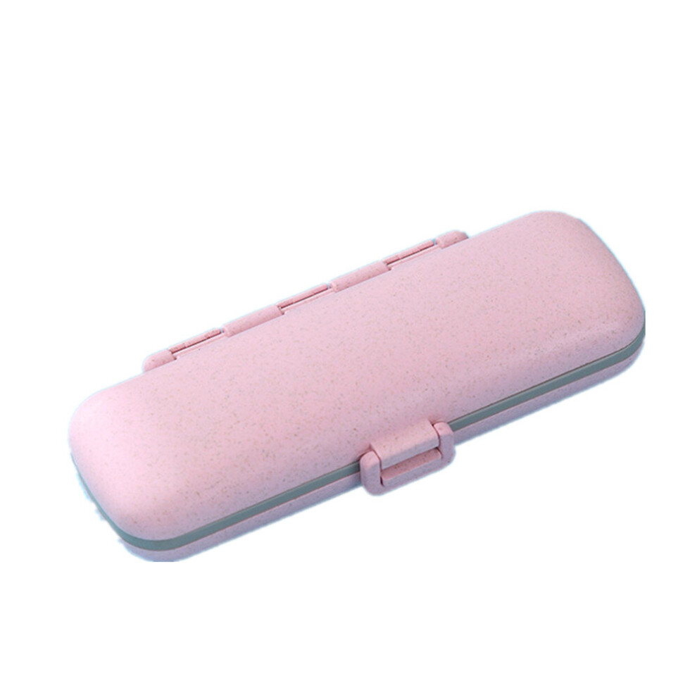 Chaochuang Pink 2Pcs Portable Medicine Pill Box For Travel Kitchen Storage Container Wheat Straw Pill Medicine Organizer With Compartments