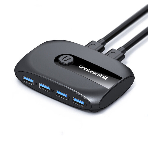 USB 3.0 KVM Switch Selector 2 Port PCs Share 4 USB Devices Hub Keyboard Mouse U Disk Printer for Computer PC Laptop