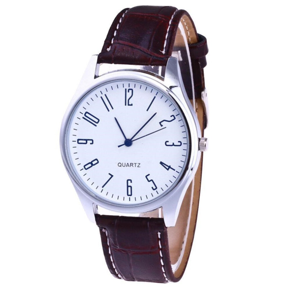 2 Pcs Digital Face Watch Men Quartz Watches Wrist Watch Alloy Leather Wrist Simple Quartz Fashion Watch