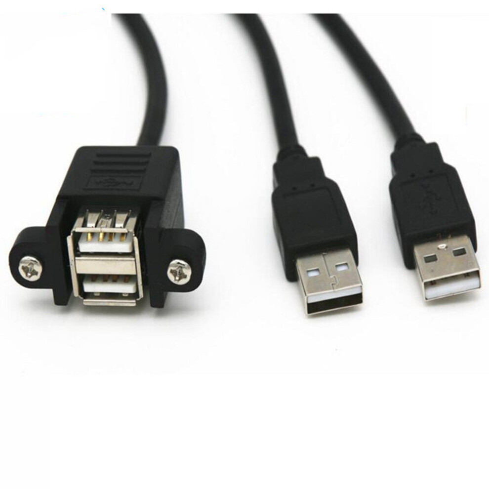 Dual Port Usb 2.0 A Male To Female M/F Extension Screw Lock Panel Mount Cable 30Cm 701942844386
