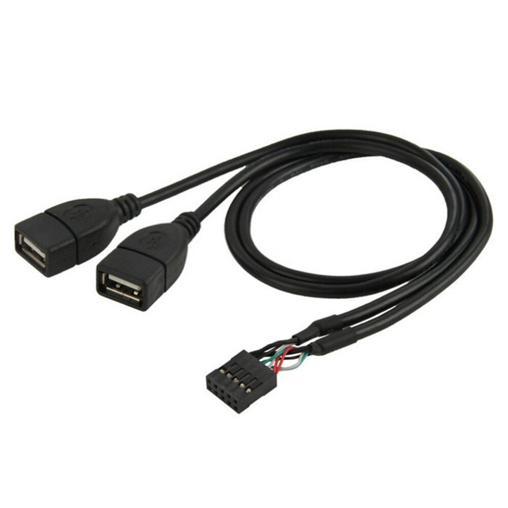 9Pin Motherboard Female Header To Dual Usb 2.0 Femalepanel Mount Data Cable With Screw Panel Holes 50Cm 701942844911