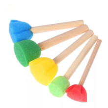 5pcs/set DIY Wooden Sponge Painting Brushes for Kids Drawing Tool Stationery Supplies Paint Brush Set