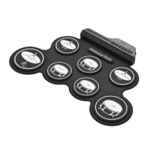Compact Size USB Roll-Up Silicon Drum Set Digital Electronic Drum Kit with Drumsticks Foot Pedals 7 Drum Padsfor Beginners