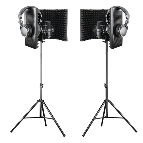 Microphone Isolation Shield 5-Panel Wind Screen Foldable 3/8" and 5/8" Threaded High Density Absorbing Foam for Recording Studio 2