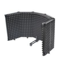 Microphone Isolation Shield 5-Panel Wind Screen Foldable 3/8" and 5/8" Threaded High Density Absorbing Foam for Recording Studio
