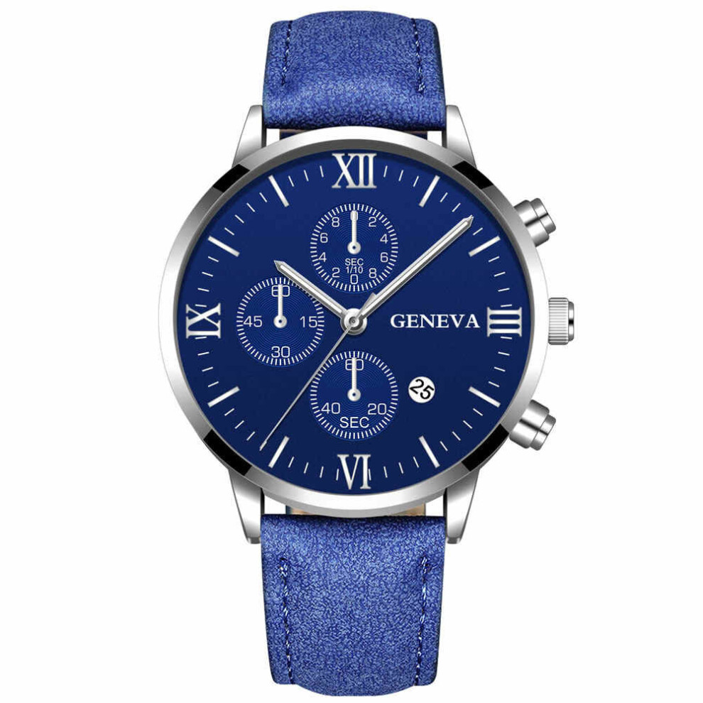 Photos - Wrist Watch 2 Pcs Fashion Geneva Men Date Alloy Case Synthetic Leather Analog Quartz Sport Watch Male Clock