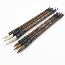 6PCS White woolen brush/Brown Weasel Wool Hair Chinese Japanese Calligraphy Brush Pen Set Art for Office School Darwing Supplies